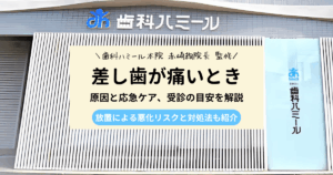 差し歯が痛いときの原因や応急ケア、受診の目安を紹介するアイキャッチ画像